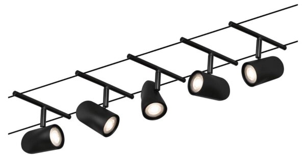 Paulmann 94469 - Set 5xGU5,3/10W, sistem complet pe cablu CUP, 230V, negru