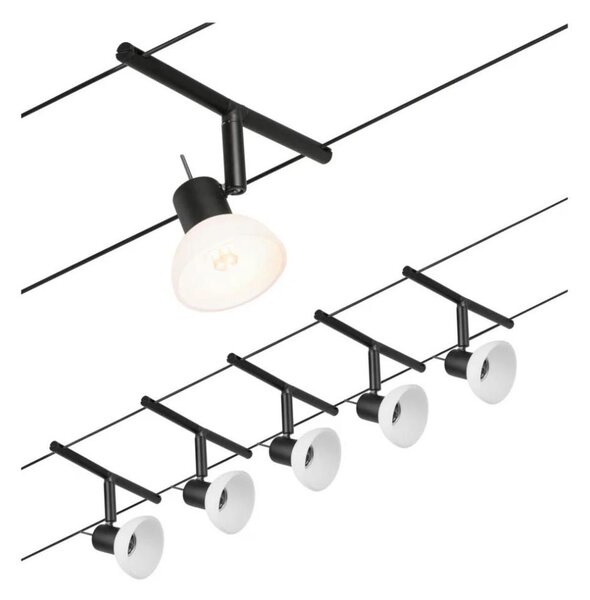 Paulmann 94450 - Set 5x GU5.3/10W Sistem complet cu cablu SHEELA 230V, negru