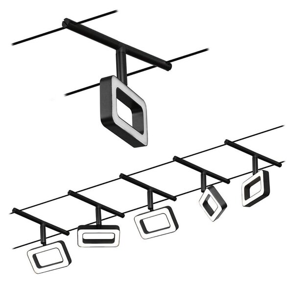 Paulmann 94485 - Set complet 5 x LED (4,8 W), sistem pe cablu FRAME, 230 V, negru