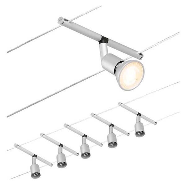 Paulmann 94442 - Set 5x GU5.3/10W, sistem complet cu cablu SALT 230V, crom mat