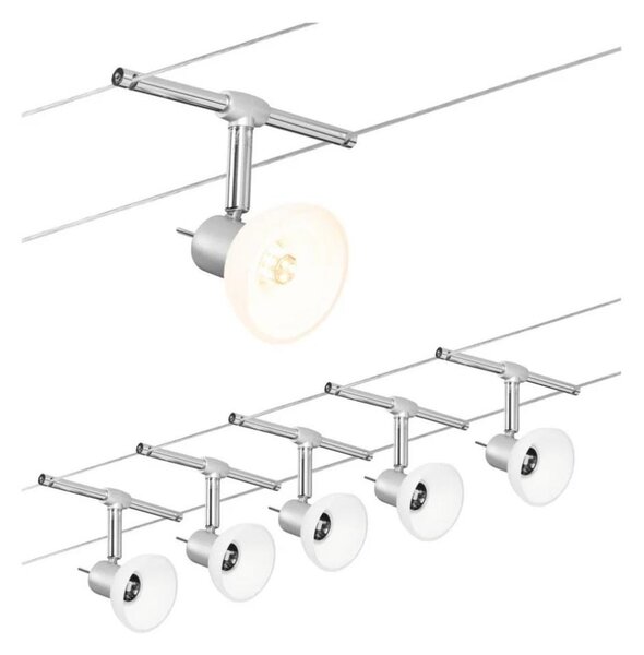 Paulmann 94136 - Set 5xGU5,3/10W, sistem complet de iluminat pe cablu SHEELA, 230V, crom