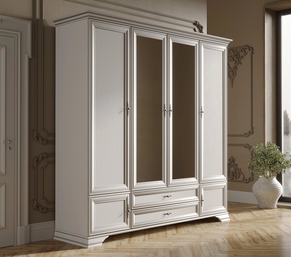 Dulap Kentuki, 6 usi + 2 sertare, 227 x 225 x 61 cm, Alb Alpin