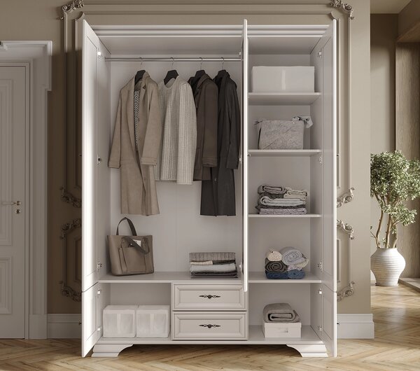 Dulap Kentuki, 6 usi + 2 sertare, 160 x 225 x 61 cm, Alb Alpin