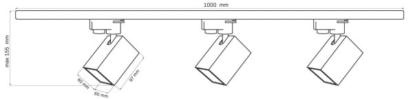 Spot pentru sistem de șină SQUARE 3xGU10/10W/230V + 1 m sistem de șină