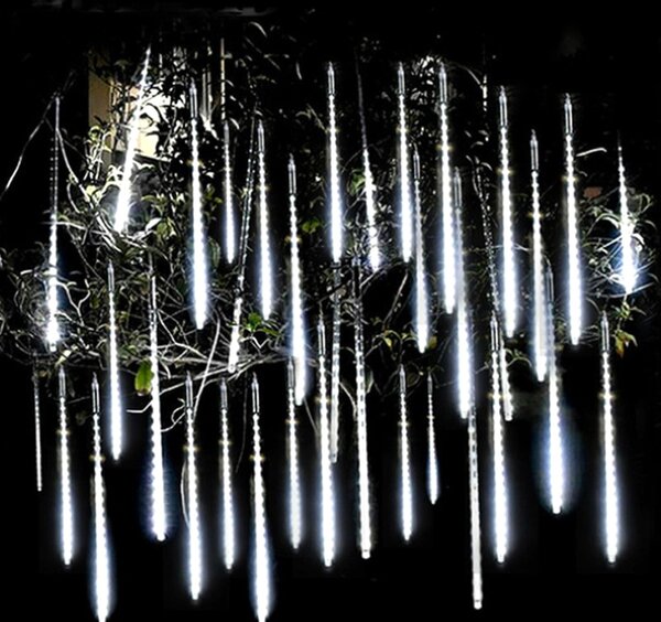 Instalatie de Craciun, turturi, 8 tuburi de 80 cm, cu led, 3 metri, exterior, alb rece