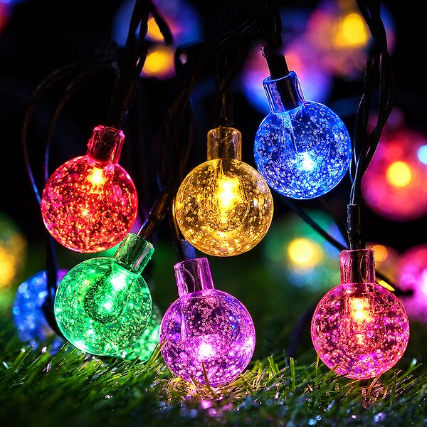 Instalatie solara bulb, 50 LED-uri, 6 metri, de exterior, multicolor