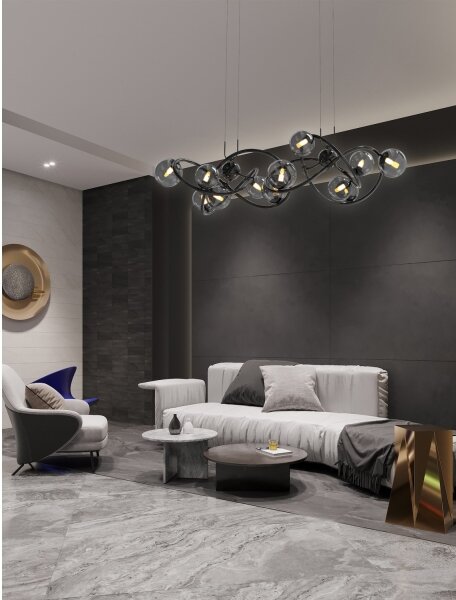 Lustră LED pe cablu NANCY Wofi 7014-1405 14xG9/3,5W/230V negru/crom