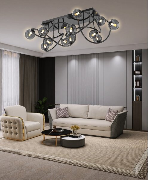 Lustră LED aplicată NANCY Wofi 9014-1205 12xG9/3,5W/230V negru/crom