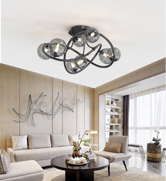 Lustră LED aplicată NANCY Wofi 9014-805 8xG9/3,5W/230V negru/crom