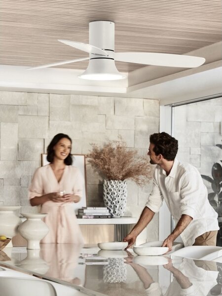 Ventilator LED dimabil Lucci Air 210661 FLUSSO 1xGX53/18W/230V lemn/alb + telecomandă