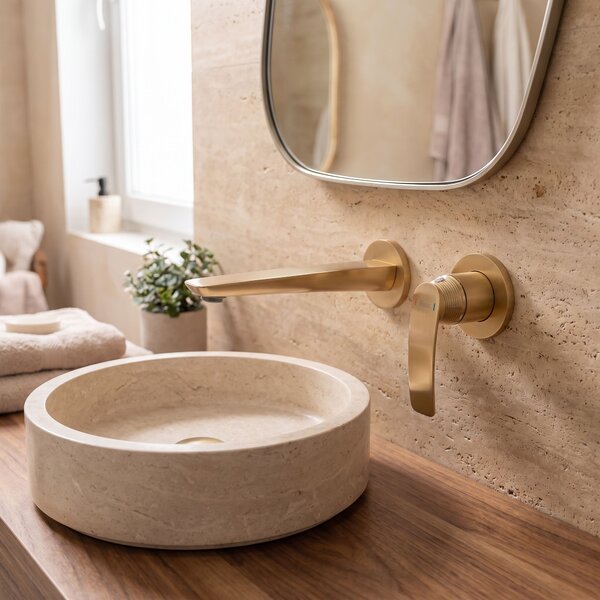 Baterie de lavoar încastrată REA Como Brush Gold + BOX