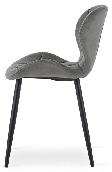 Scaun de sufragerie MANGO VELVET cu picioare negre, gri