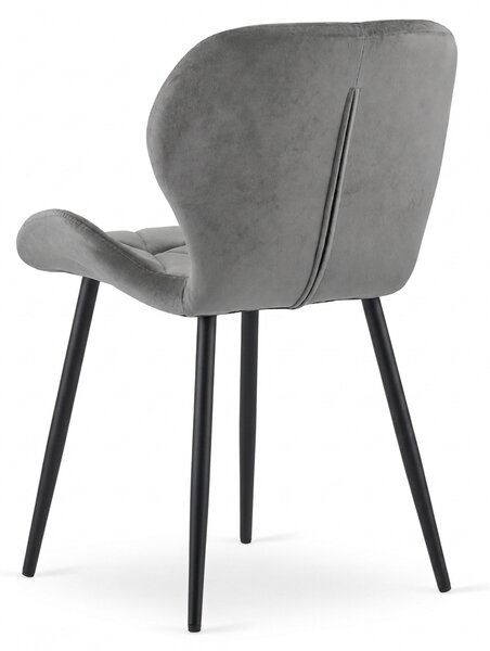 Scaun de sufragerie MANGO VELVET cu picioare negre, gri