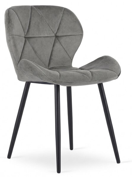 Scaun de sufragerie MANGO VELVET cu picioare negre, gri