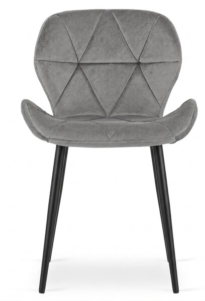 Scaun de sufragerie MANGO VELVET cu picioare negre, gri
