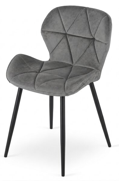 Scaun de sufragerie MANGO VELVET cu picioare negre, gri