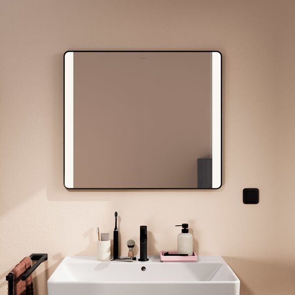 Hansgrohe Xarita Lite Q oglindă 80x70 cm dreptunghiular cu iluminare negru 54963670