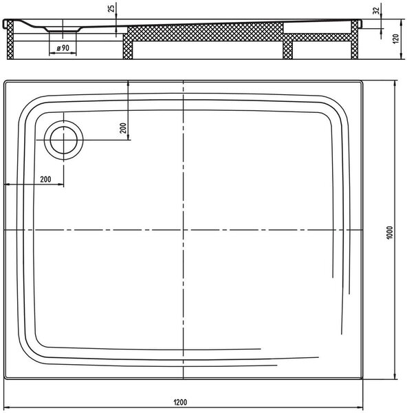 Kaldewei Superplan cădiță de duș dreptunghiulară 120x100 cm alb 430748040001