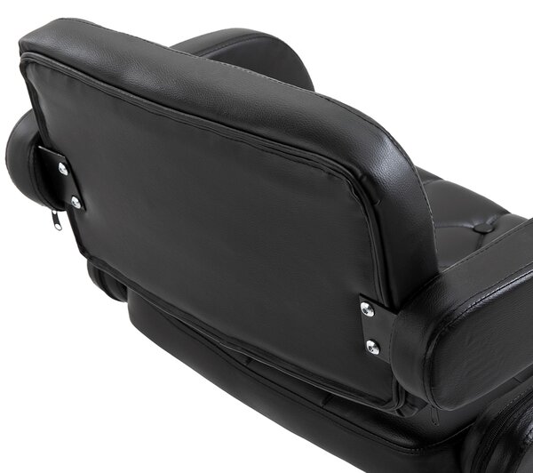 HOMCOM Scaun de Bar cu Spătar și Brațe, Scaun Modern de Bucătărie Rotativ cu Înălțime Reglabilă, 61x50x94-114 cm, Negru | Aosom Romania