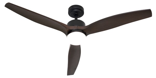 Ventilator inteligent de tavan negru cu imprimeu lemn 132cm incl. LED Dimmabil cu telecomandă - Joly
