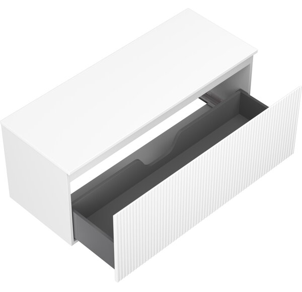 Mexen Rivel, mobilier de baie sub lavoar 120 cm cu partea superioară, 1 sertar, canelat, alb mat, 91A20-12047-1-BFC01