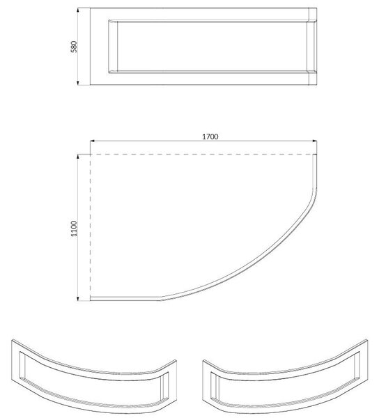 Cersanit Kaliope, panou cadă 170cm dreapta/stânga, alb, S401-127