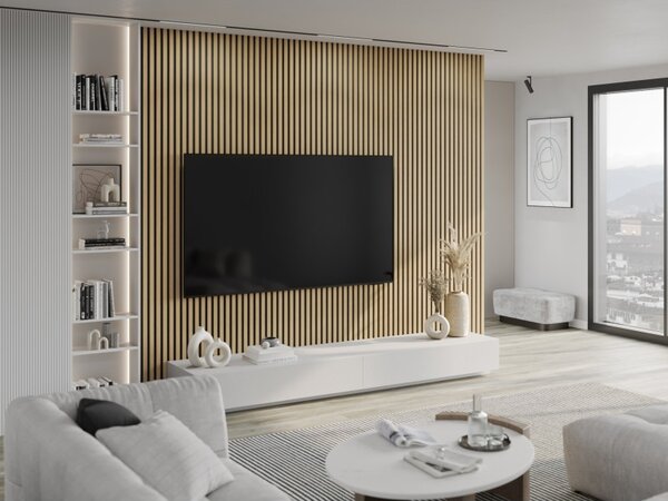 Mexen Lam-B, lamele acustice de perete 275 × 30 cm, placă HDF 4 mm, furnir tehnic, stejar auriu, 275307-3015-003