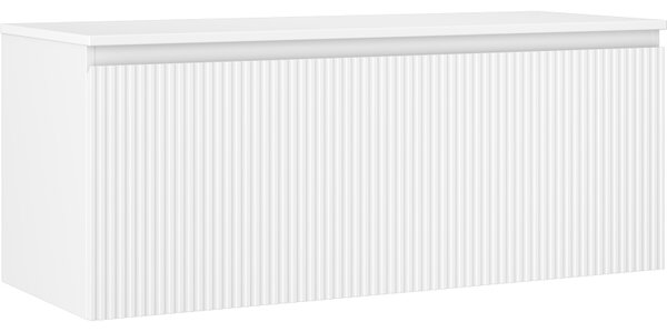 Mexen Rivel, mobilier de baie sub lavoar 120 cm cu partea superioară, 1 sertar, canelat, alb mat, 91A20-12047-1-BFC01