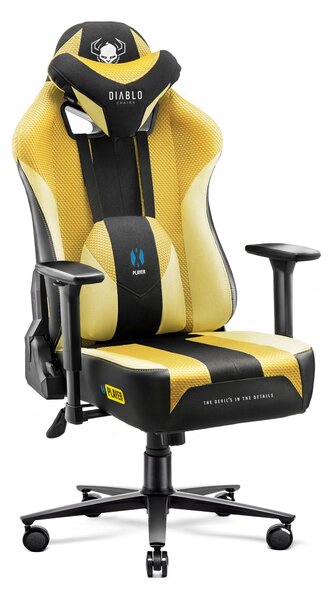 Scaun gaming din material Diablo X-Player 2.0 King Size: Dark Sunflower / Galben Diablochairs