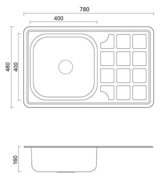 Quadron Louis 111 chiuveta din oțel cu sifon 78x48 cm oţel HD111SAT7848