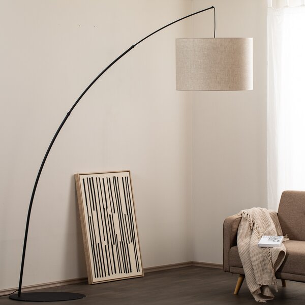 TK Lighting Lampadar Moby Nature cu abajur din material textil, Bej, Camera de zi / sufragerie, Metal, Umbrelă în picioare