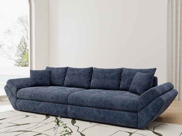 Canapea extensibilă dumonde cu ladă de depozitare si sezut confortabil din spuma high-density, Loana Cremona Albastru 300x100 cm