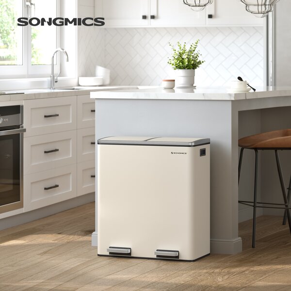 Cos de gunoi Songmics Crem 58.5x36x65 cm
