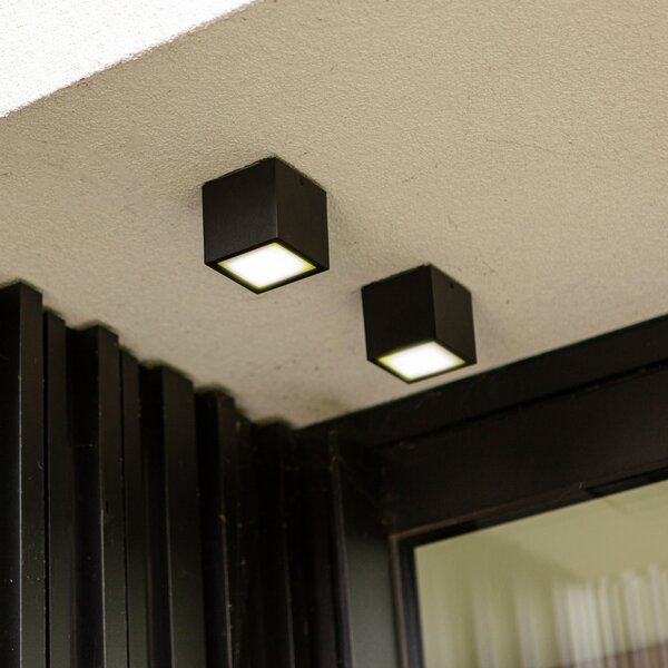 LUTEC Lampă de tavan pentru exterior cu LED GEMINI, gri închis, 9 x cm, IP65, Gri, Aluminiu, Modern