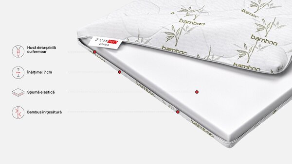 Topper saltea Zymmo, Enna, 72x190x7, Tare