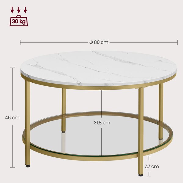 Masuta de Cafea, Vesta, Alb, 80x80x46 cm