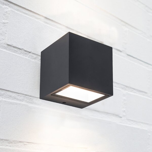 LUTEC Lampă LED de exterior GEMINI, gri închis, 9 x cm, IP54, lumină orientată în, Gri, Aluminiu, Modern, Priză de perete sus / jos
