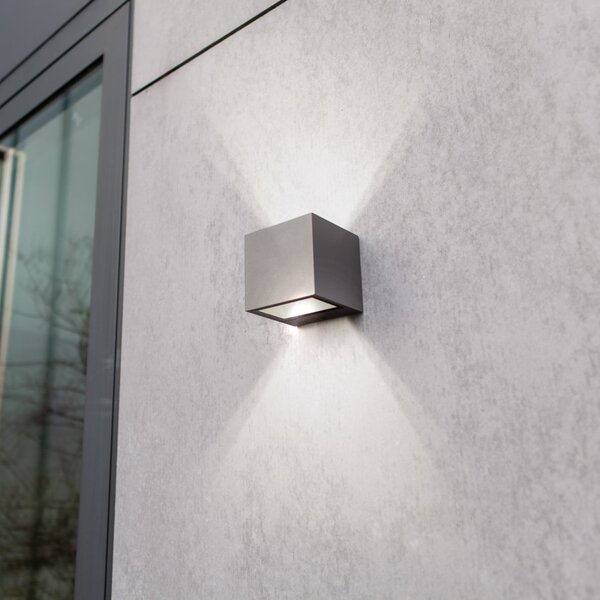 LUTEC Lampă LED de exterior GEMINI, gri închis, 9 x cm, IP54, lumină orientată în, Gri, Aluminiu, Modern, Priză de perete sus / jos