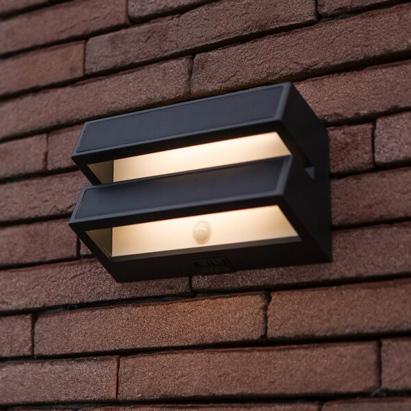 LUTEC Lampă de perete exterioară cu LED și panou solar BARLO, gri închis, 21 cm,, Gri, Plastic, Modern