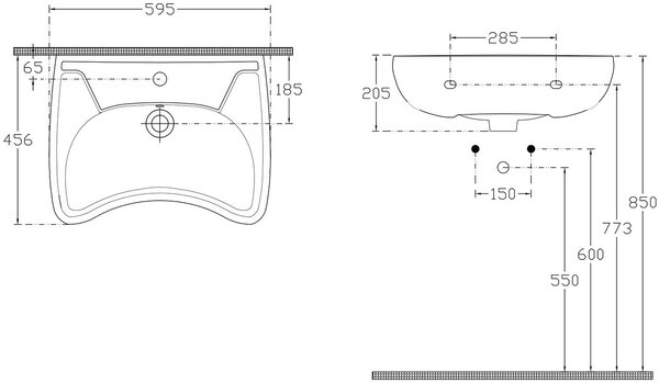 Isvea Handicap lavoar 59.5x45.6 cm dreptunghiular clasică pentru persoane cu dizabilități alb luciu 10TP60060