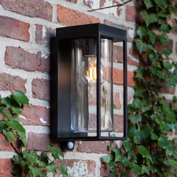 LUTEC Lampă solară de exterior FLAIR, negru, 29 cm, senzor, IP44, Negru, Aluminiu, Modern, Felinar