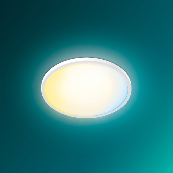 Philips Plafonieră LED Superslim, albă, CCT, dimabil, reglabil, Alb, Camera de zi / sufragerie, Plastic