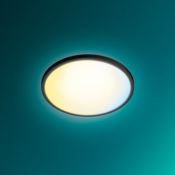 Philips Plafonieră LED Superslim, negru, CCT, dimabil, reglabil, Negru, Camera de zi / sufragerie, Plastic