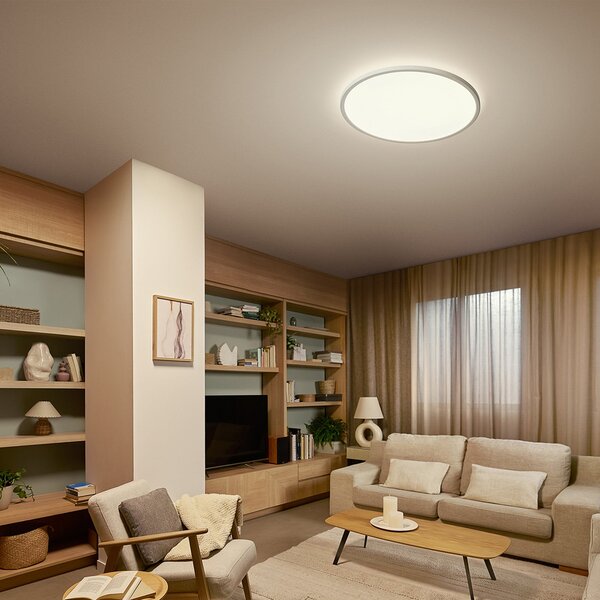 Philips Plafonieră LED Superslim, albă, CCT, dimabil, reglabil, Alb, Camera de zi / sufragerie, Plastic
