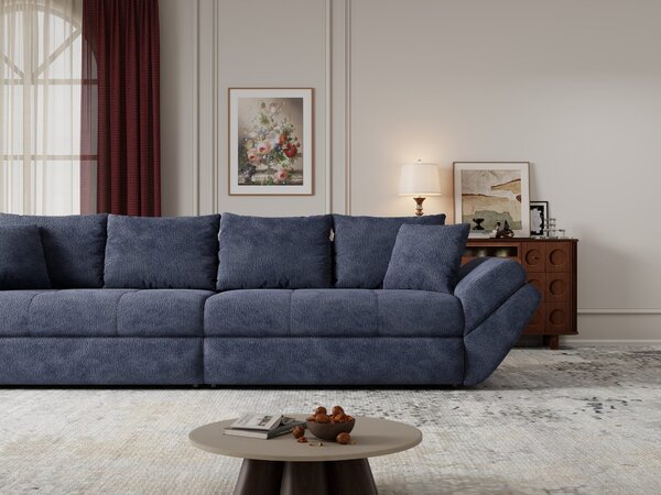 Canapea extensibilă dumonde cu ladă de depozitare si sezut confortabil din spuma high-density, Loana Vibe Albastru 300x100 cm
