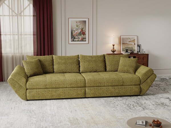 Canapea extensibilă dumonde cu ladă de depozitare Loana Cremona Olive 300x100 cm