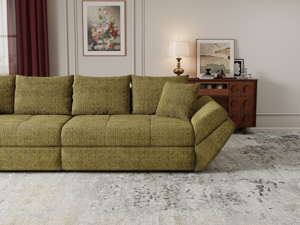 Canapea extensibilă dumonde cu ladă de depozitare Loana Cremona Olive 300x100 cm