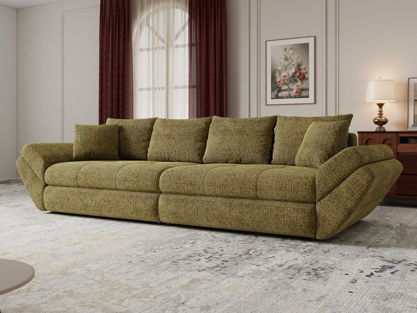 Canapea extensibilă dumonde cu ladă de depozitare Loana Cremona Olive 300x100 cm