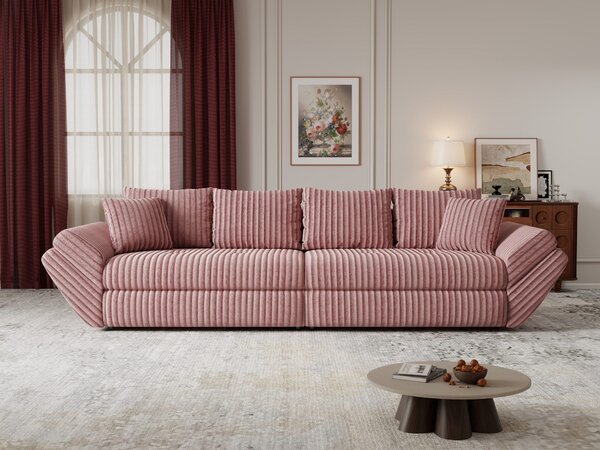 Canapea extensibilă dumonde cu ladă de depozitare Loana Tilia Roz pudrat 300x100 cm