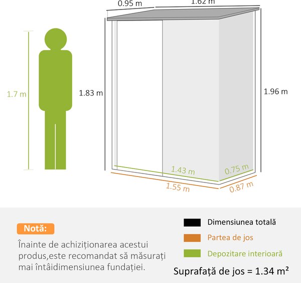 Outsunny Sopron de Gradina din Otel Suport Scule, 161.5x94.5x196cm, Maro